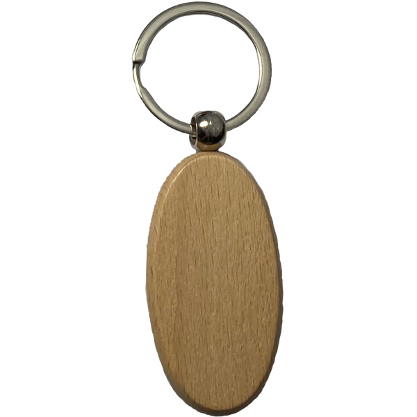 Narrow Oval Wooden Keychain Thumbnail