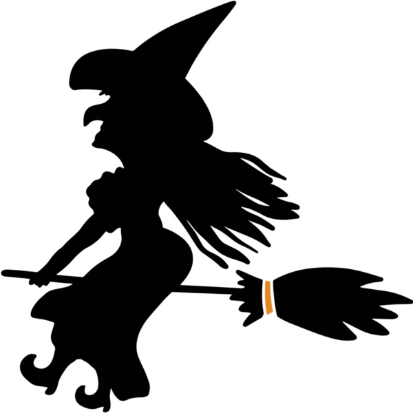 Witch on Broom Silhouette (0907) Thumbnail