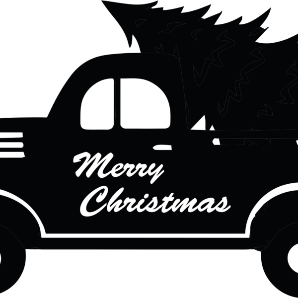 Merry Xmas Truck Silhouette (0728) Thumbnail