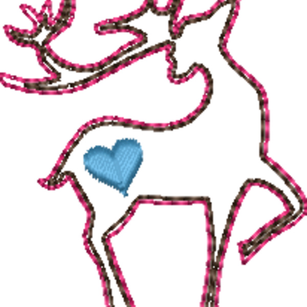 Deer with Heart Line Art (0323) Thumbnail