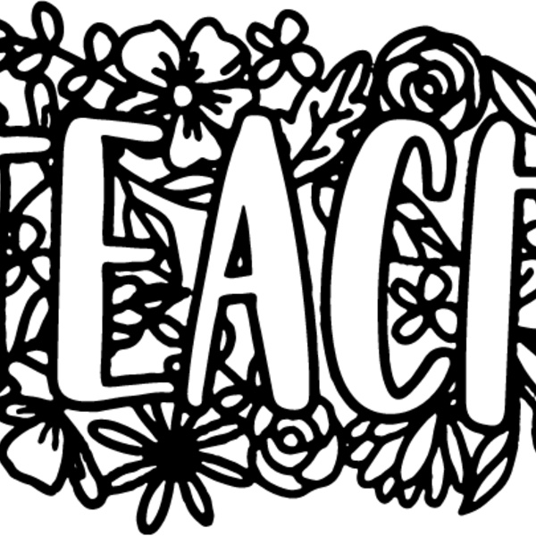Teach Floral Doodle  Line Art  Thumbnail
